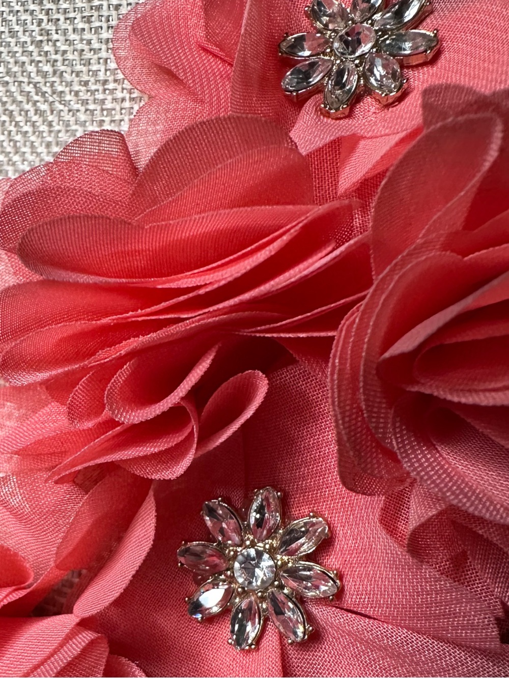 Charming Charlie Coral Pink Floral Bib Necklace - Picture 3 of 5